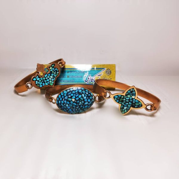 دستبند مسی با سنگ فیروزه