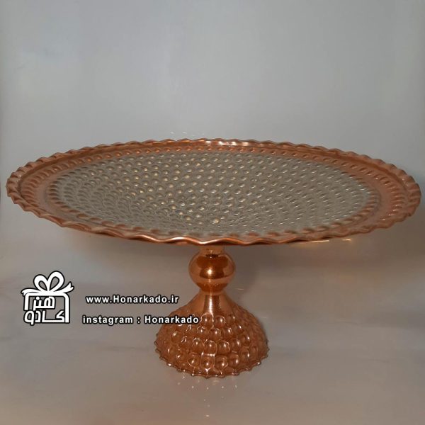 شیرینی خوری مسی نگیندار پایه دار 36سانتیمتر