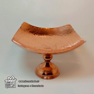 شیرینی خوری مسی پایه دار چهارگوش 15 سانت