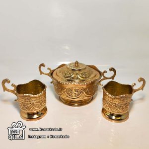 ست چایخوری برنجی چهارگوش