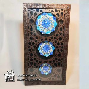 بشقاب میناکاری 3تایی داخل لوحدار